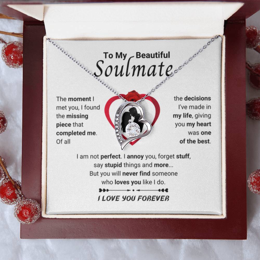 To My Soulmate Necklace - Gift for Her for Holiday Celebrations & Romance - Forever Love Necklace - Personalize Memories