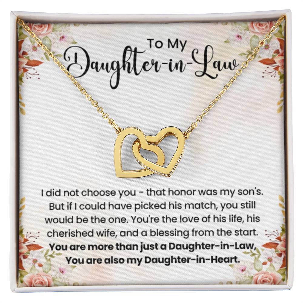To My Beautiful Daughter In Law - Interlocking Hearts Necklace - Gift for Bonus Daughter - Personalize Memories