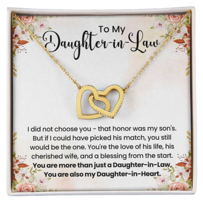 To My Beautiful Daughter In Law - Interlocking Hearts Necklace - Gift for Bonus Daughter - Personalize Memories