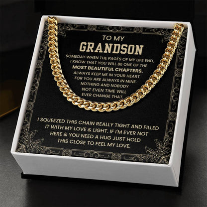 To My Grandson - Someday when the pages of my life end - Cuban Link Chain - Personalize Memories