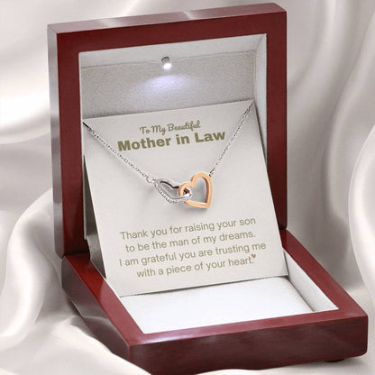 Mother In Law Gift - Thank you for raising the man of my dreams - Interlocking Hearts Necklace - Personalize Memories