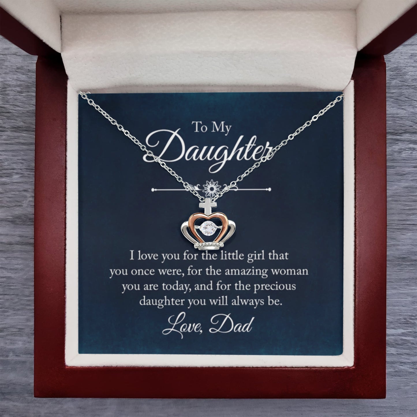 To My Daughter Necklace - Holiday Gift for Daughter from Dad - Crown Pendant Necklace - Personalize Memories