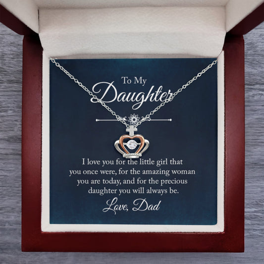 To My Daughter Necklace - Holiday Gift for Daughter from Dad - Crown Pendant Necklace - Personalize Memories