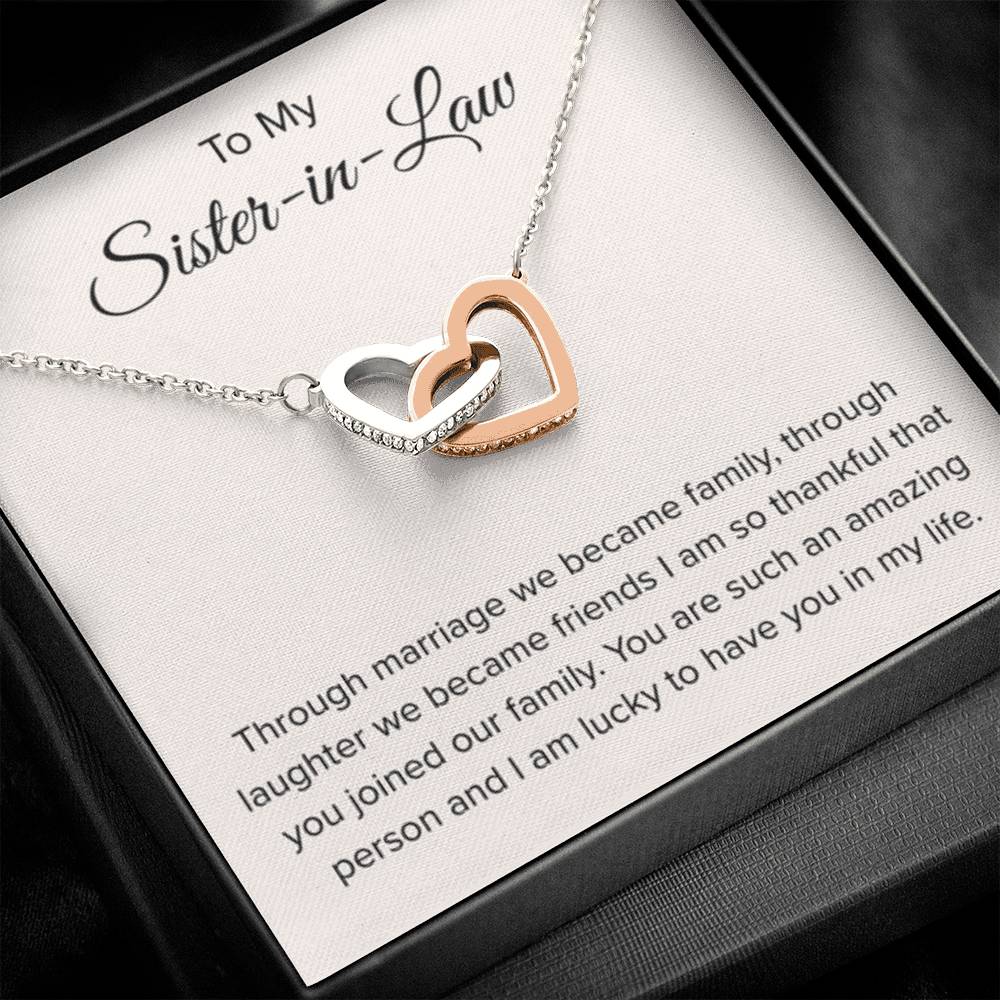 To My Sister In Law - Interlocking Hearts Necklace - Sister In Law Gift - Personalize Memories