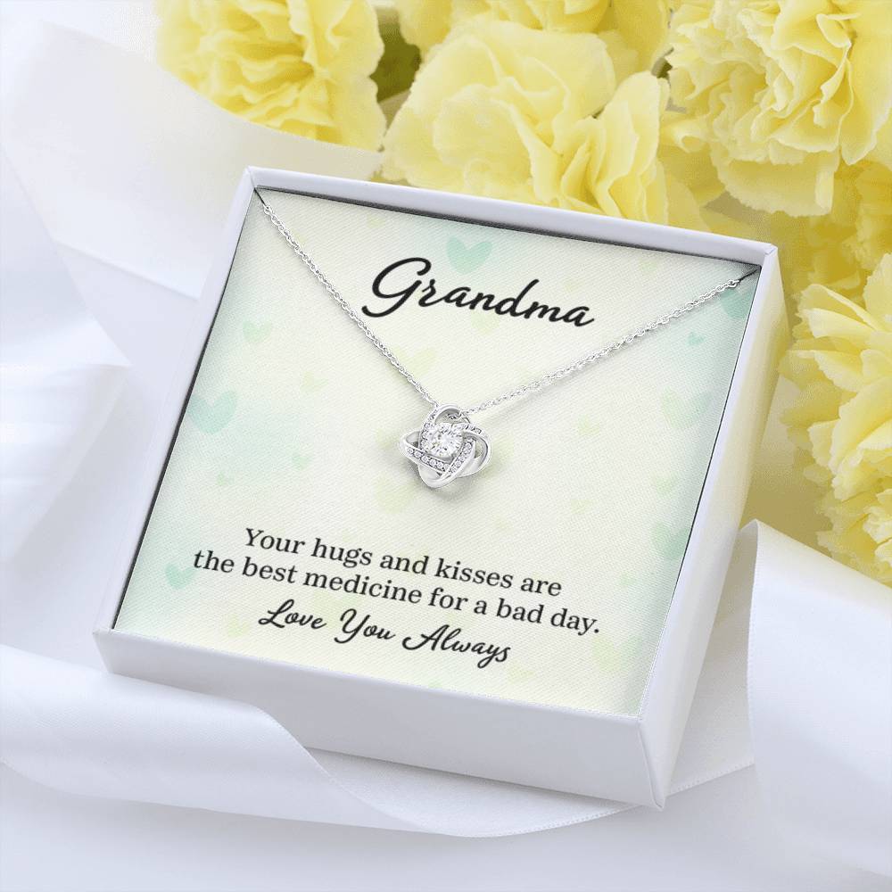 Gift for Grandma - Your Hugs and Kisses Grandma - Love Knot Necklace - Personalize Memories