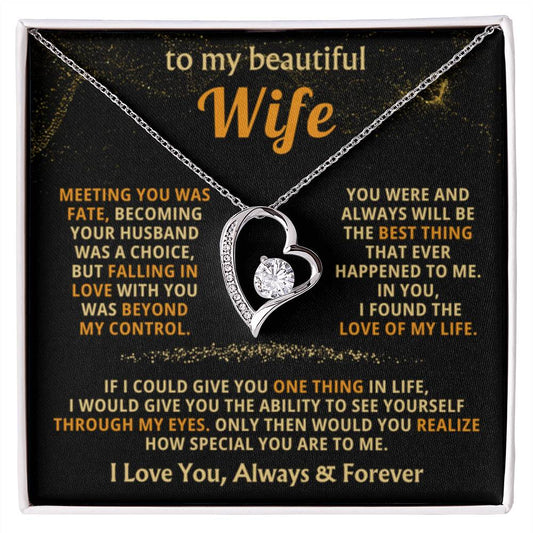 To My Beautiful Wife Necklace - Emotional Love Jewelry Gift from Husband for Valentine’s Day & Birthday Happiness - Forever Love Necklace - Personalize Memories