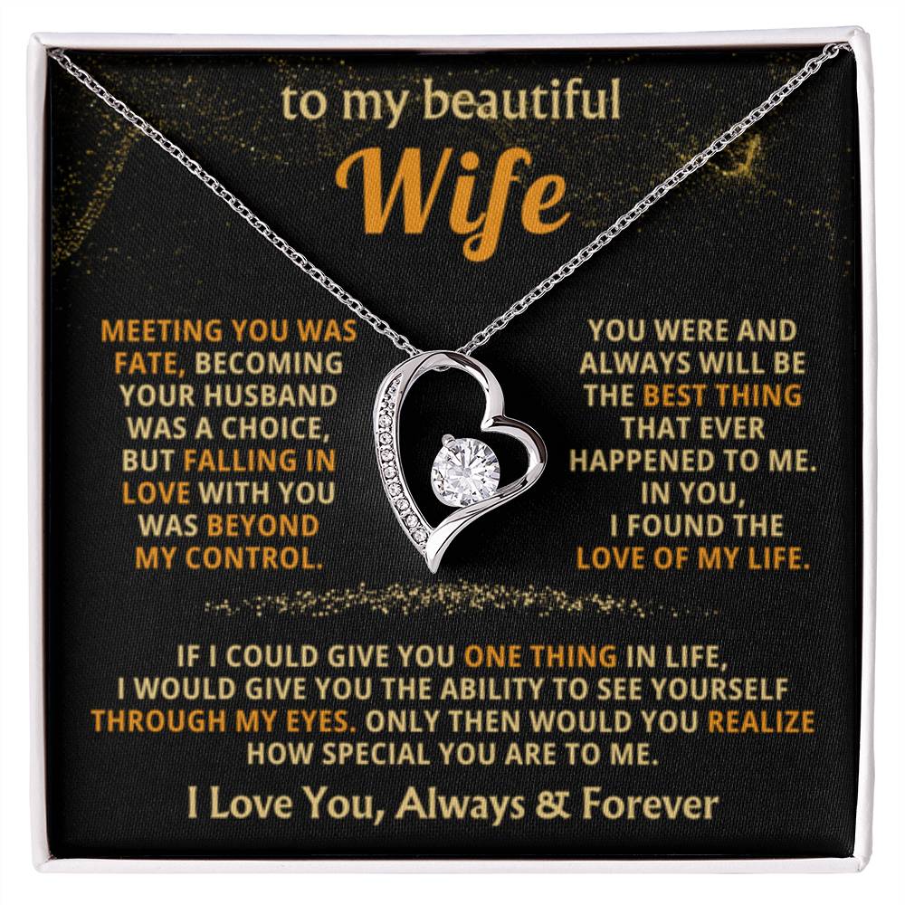 To My Beautiful Wife Necklace - Emotional Love Jewelry Gift from Husband for Valentine’s Day & Birthday Happiness - Forever Love Necklace - Personalize Memories