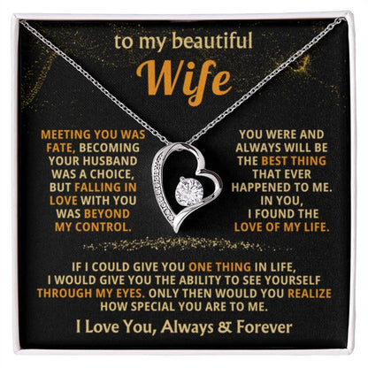 To My Beautiful Wife Necklace - Emotional Love Jewelry Gift from Husband for Valentine’s Day & Birthday Happiness - Forever Love Necklace - Personalize Memories