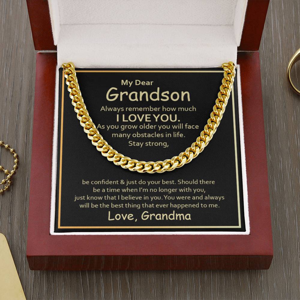 My Dear Grandson - Always remember how much I love you - Cuban Link Chain from Grandma - Personalize Memories
