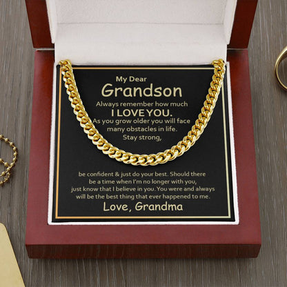 My Dear Grandson - Always remember how much I love you - Cuban Link Chain from Grandma - Personalize Memories