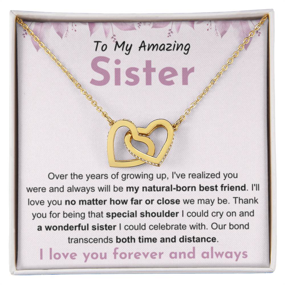 To My Amazing Sister - Interlocking Hearts Necklace - Gift for Sister - Personalize Memories
