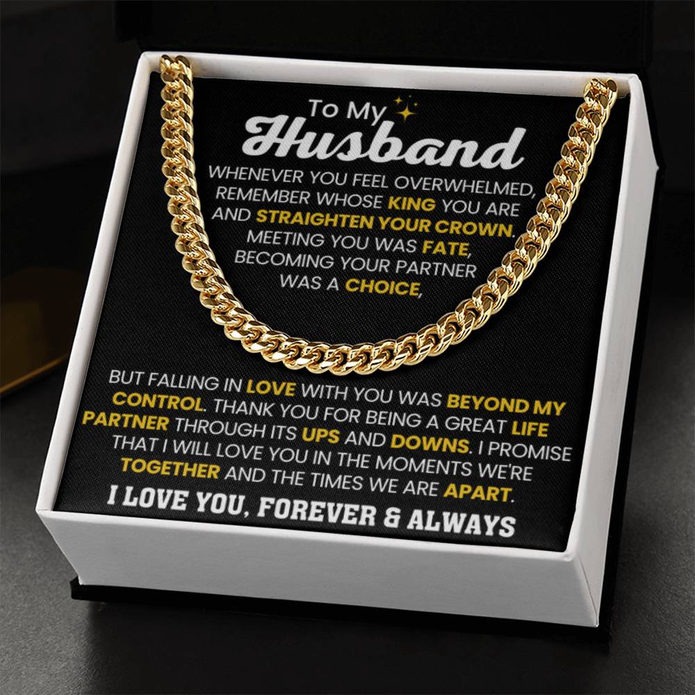 To My Husband - Whenever you feel overwhelmed - Cuban Link Chain - Anniversary & Birthday Gift from Wife - Personalize Memories