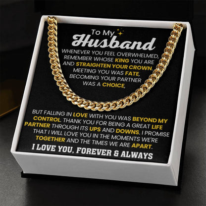 To My Husband - Whenever you feel overwhelmed - Cuban Link Chain - Anniversary & Birthday Gift from Wife - Personalize Memories
