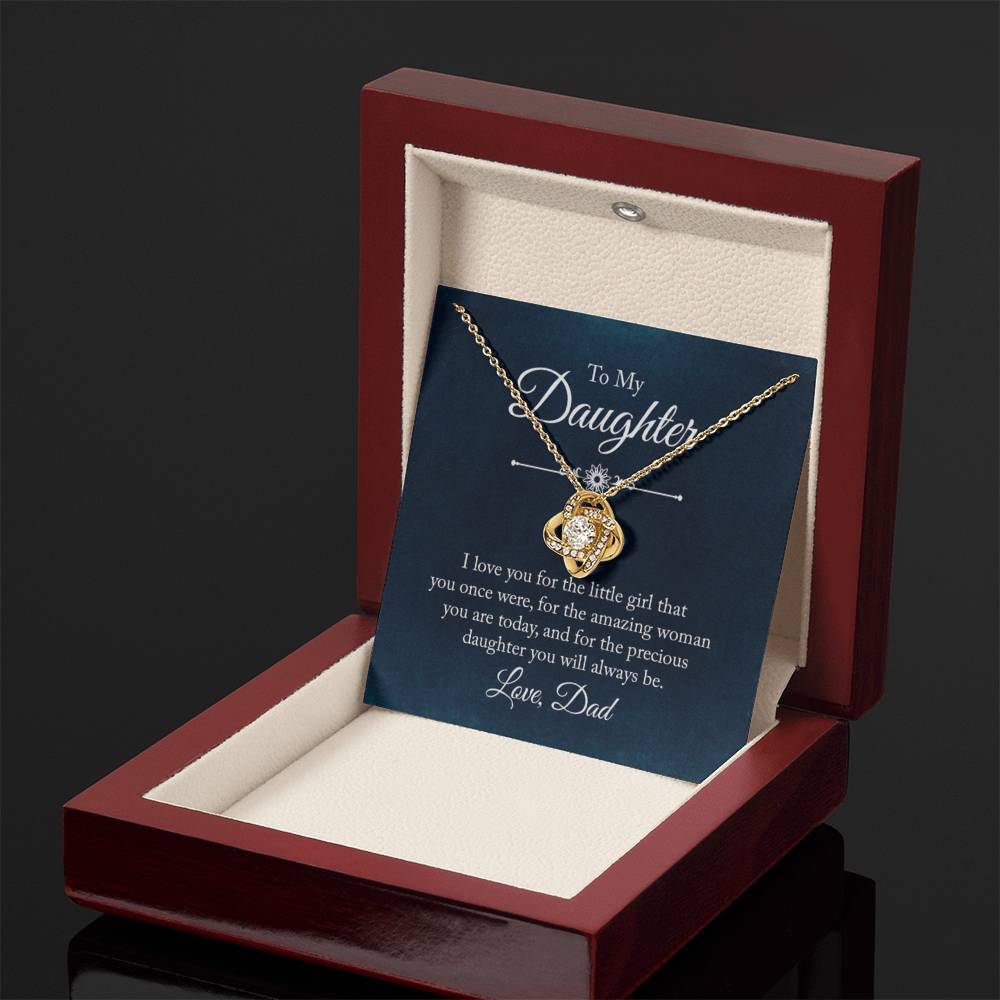 To My Daughter Necklace from Dad – Daughter Gift for Birthday Graduation Achievements – Love Knot Necklace - Personalize Memories