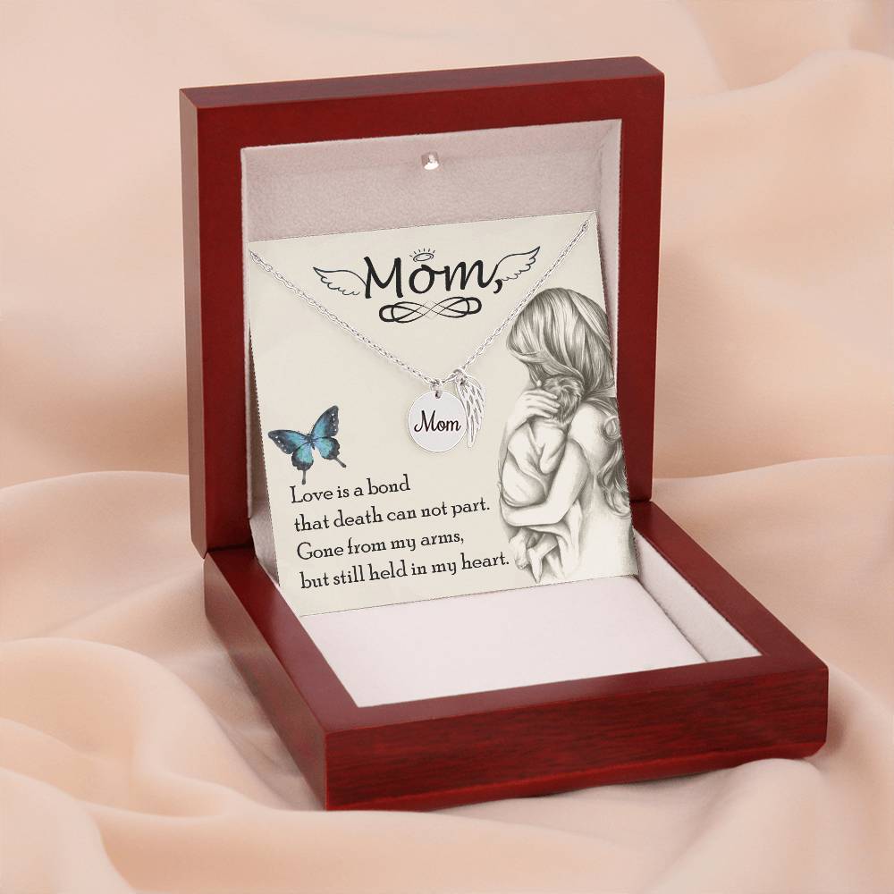 Angel Wing Mom Necklace Gift from Heaven - Mother Memorial Gift