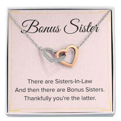 Bonus Sister Necklace Gift - Interlocking Hearts Necklace - Personalize Memories
