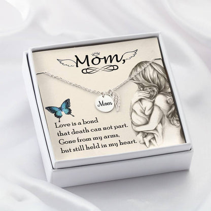 Angel Wing Mom Necklace Gift from Heaven - Mother Memorial Gift