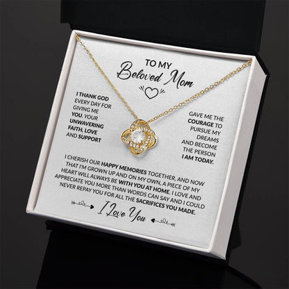 To My Beautiful Mom - I Thank God Every Day for Giving Me You - Love Knot Necklace - Personalize Memories