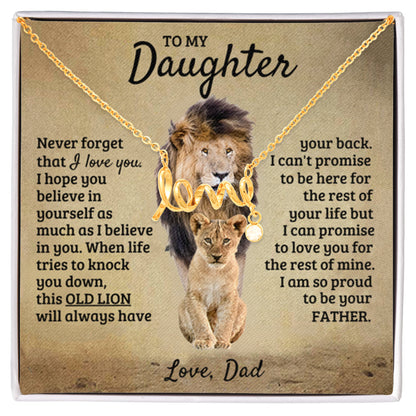 To My Daughter Necklace - Sentimental Birthday Gift from Dad, Meaningful Jewelry for Milestones & Holidays - Scripted Love Necklace - Personalize Memories