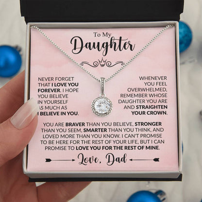 To My Daughter - Never Forget That I Love You - Eternal Hope Necklace Gift from Dad - Personalize Memories