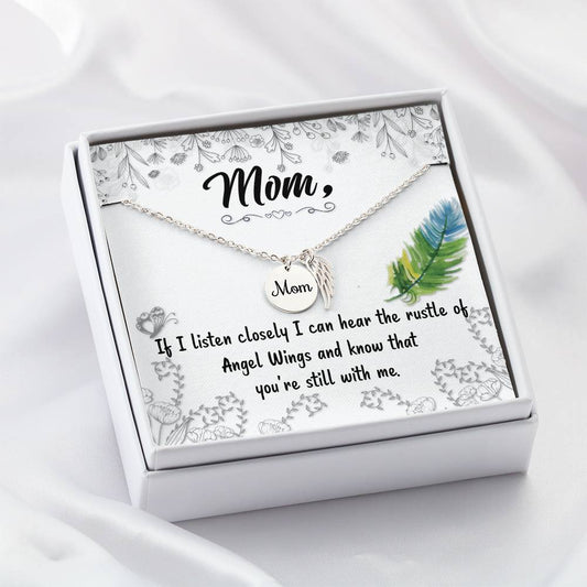 Angel Wing Mom Necklace Gift from Heaven - Loss of Mother Gift - In Loving Memory Gift