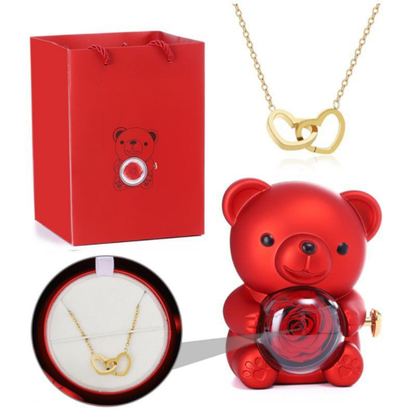 Eternal Rose Bear with Engraved Necklace