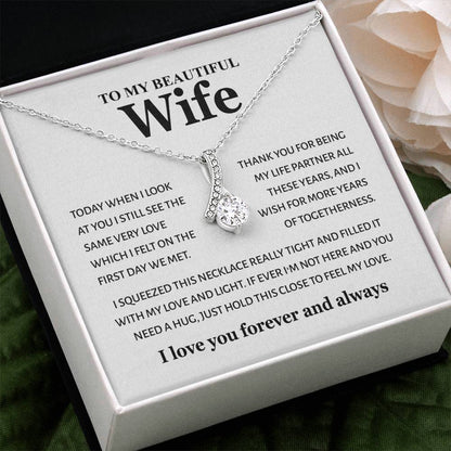 To My Beautiful Wife - Feel My Love - Alluring Beauty Necklace Gift from Husband - Personalize Memories