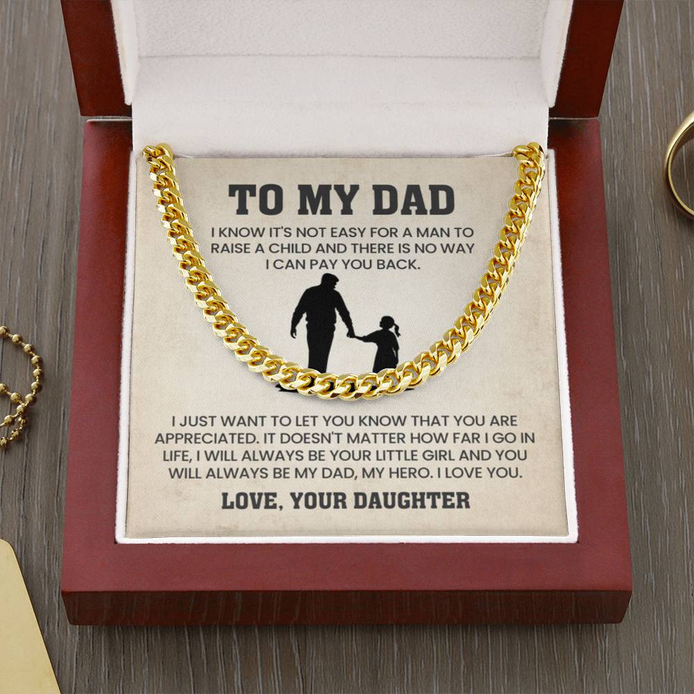 To My Dad Gift from Daughter - Cuban Link Chain - Personalize Memories
