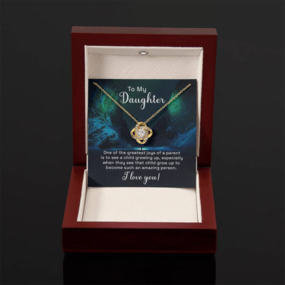 To My Daughter Necklace – Daughter Jewelry - Graduation, Birthday & Christmas – Love Knot Necklace - Personalize Memories