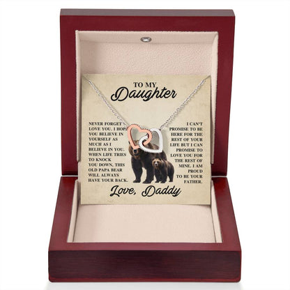 To My Daughter Necklace - Proud Dad to Daughter Jewelry for Birthday, Graduation & Special Celebrations - Interlocking Hearts Necklace - Personalize Memories