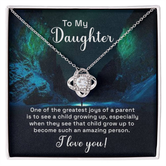 To My Daughter Necklace – Daughter Jewelry - Graduation, Birthday & Christmas – Love Knot Necklace - Personalize Memories