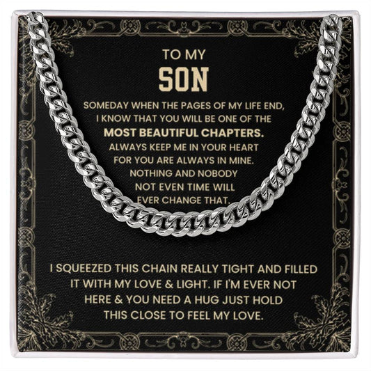 To My Son - Someday when the pages of my life end - Cuban Link Chain - Personalize Memories