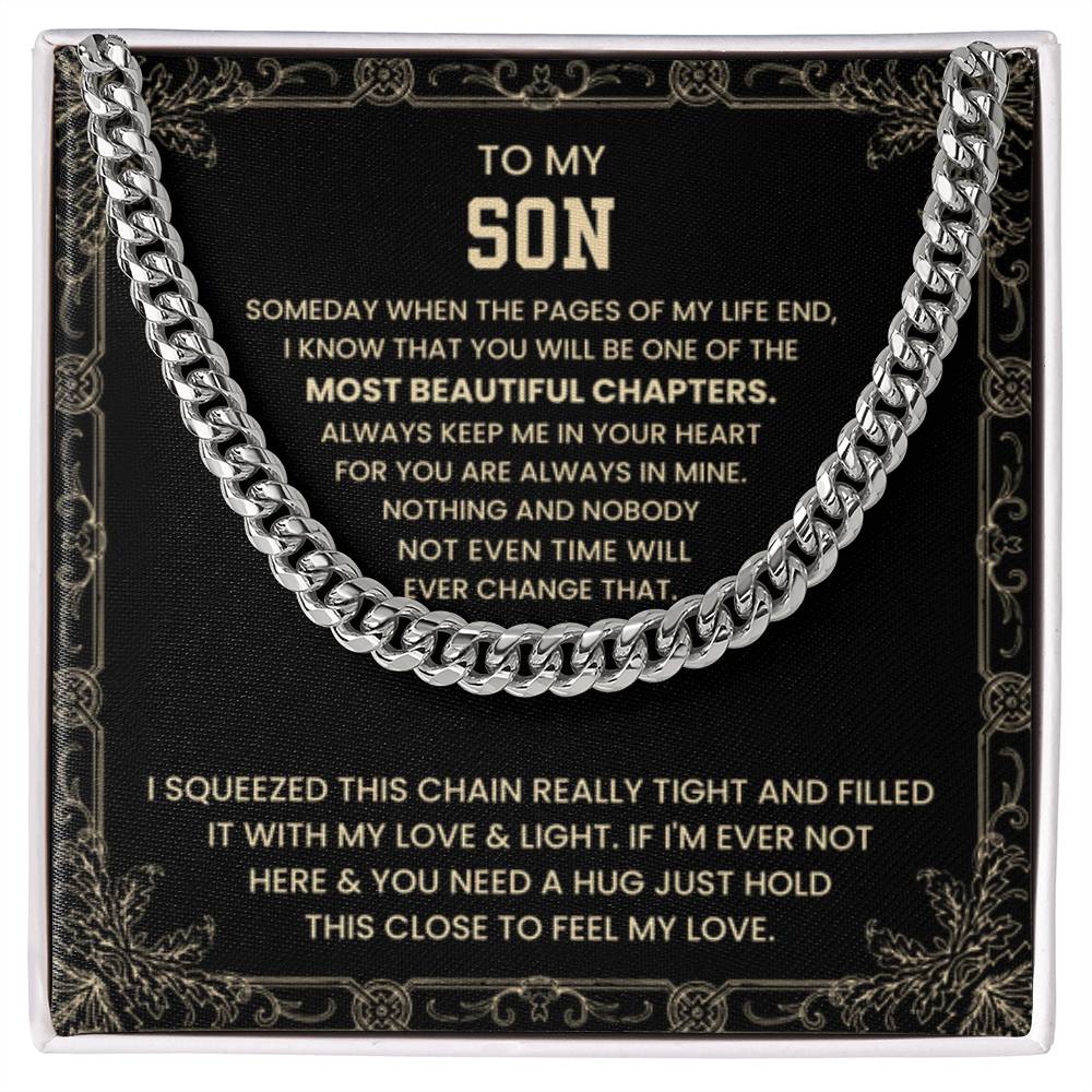 To My Son - Someday when the pages of my life end - Cuban Link Chain - Personalize Memories