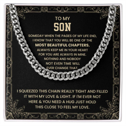 To My Son - Someday when the pages of my life end - Cuban Link Chain - Personalize Memories
