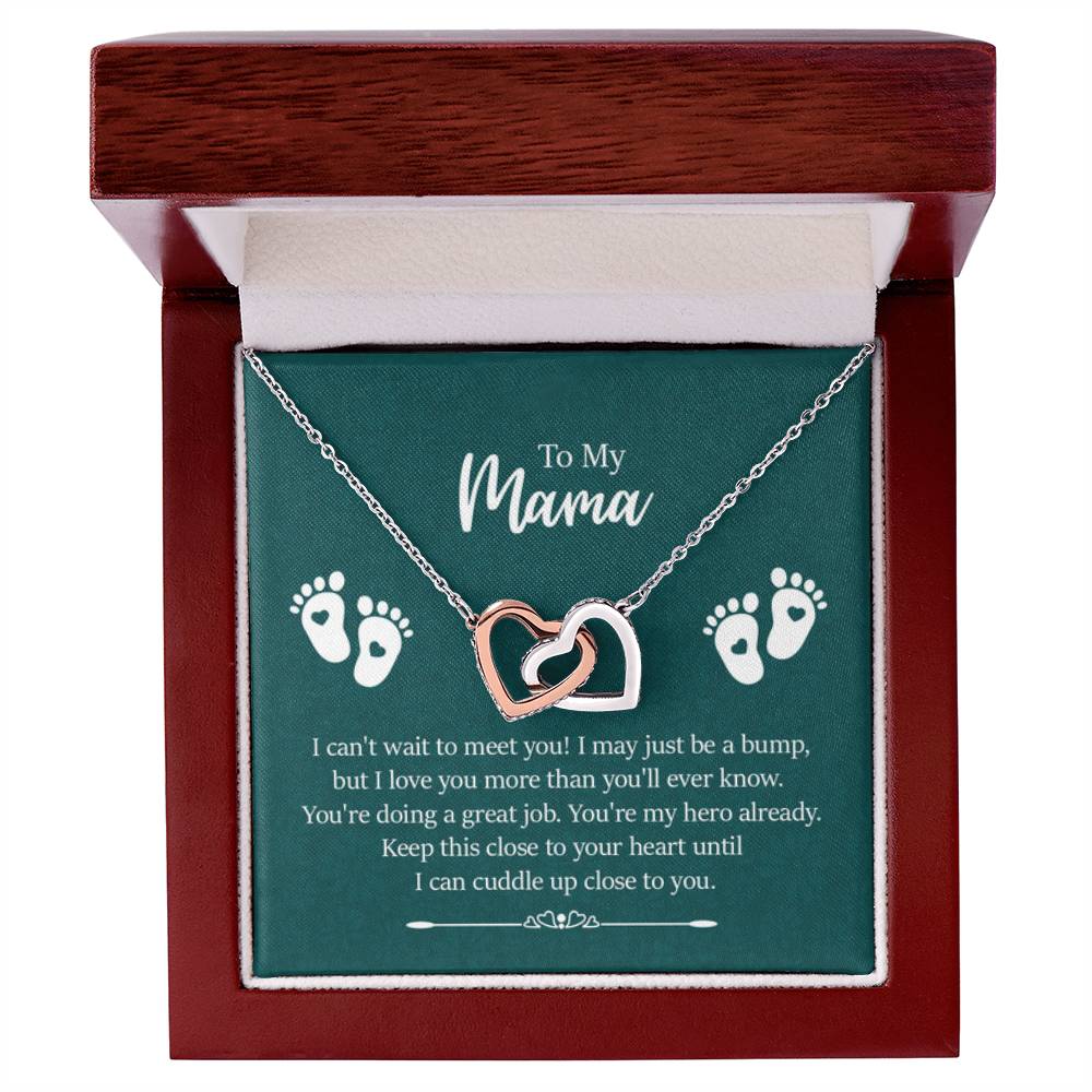 To My Mama - I can't wait to meet you - Interlocking Hearts Necklace - Gift for New Mom - Personalize Memories