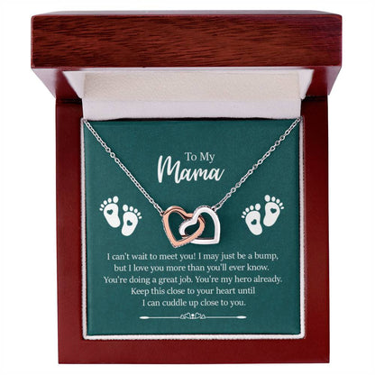 To My Mama - I can't wait to meet you - Interlocking Hearts Necklace - Gift for New Mom - Personalize Memories