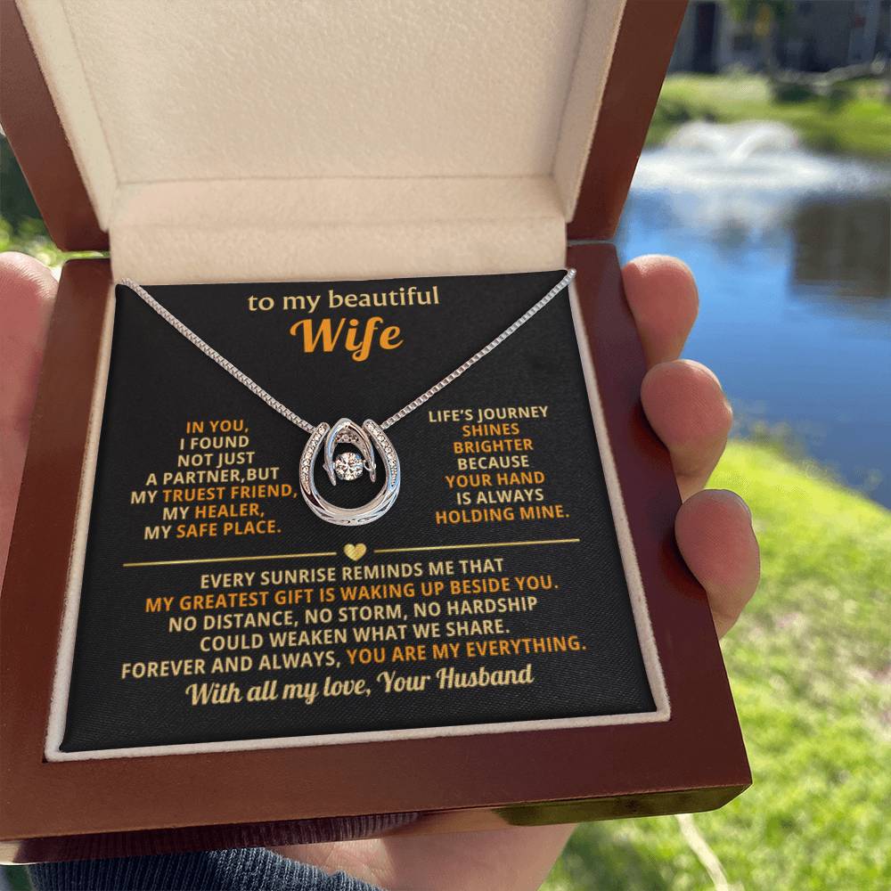 To My Wife Necklace - Romantic Gift for Anytime Love - Lucky In Love Necklace - Personalize Memories