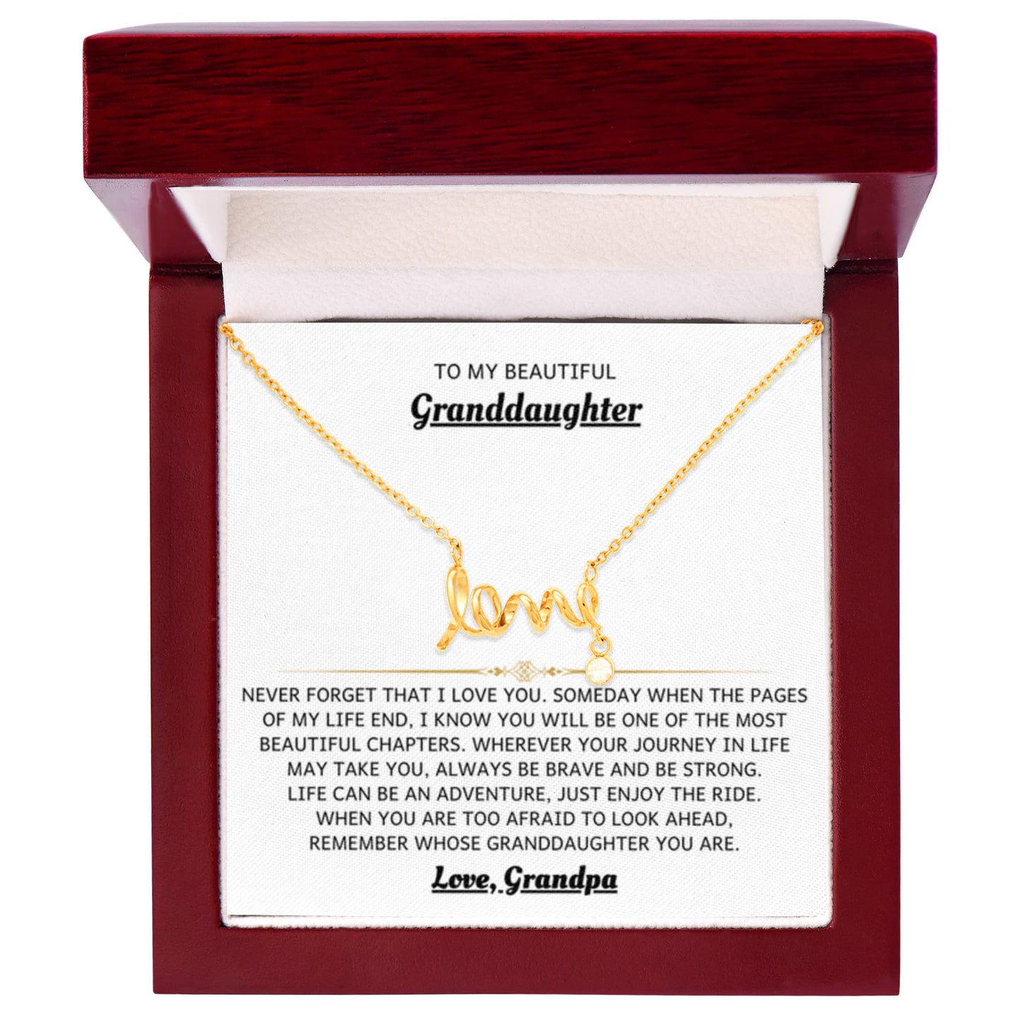 To My Granddaughter Necklace – Granddaughter Christmas Graduation Jewelry Gift – Scripted Love Necklace - Personalize Memories