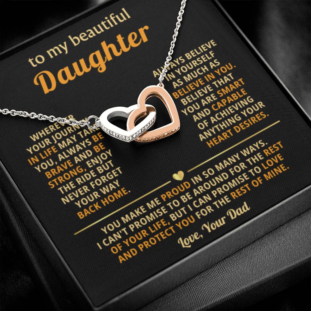 To My Daughter Necklace – Top Gift for Daughter Birthday Graduation – Interlocking Hearts Necklace - Personalize Memories