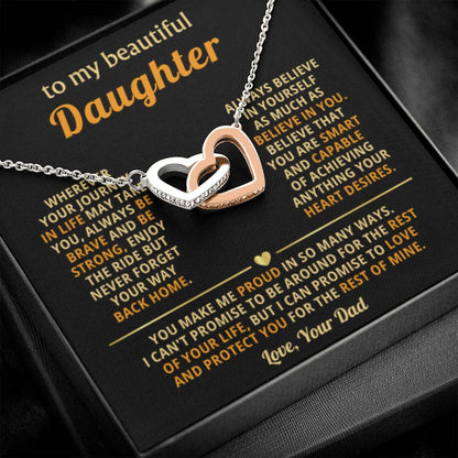 To My Daughter Necklace – Top Gift for Daughter Birthday Graduation – Interlocking Hearts Necklace - Personalize Memories