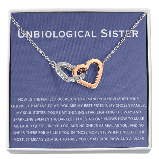 Unbiological Sister Necklace - Gift for Bonus Sister - Interlocking Hearts Necklace - Personalize Memories
