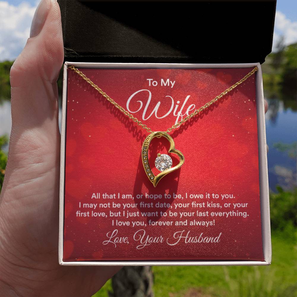 To My Beautiful Wife Necklace - Heartwarming Gift from Husband for Birthday, Anniversary & Valentine’s Day - Forever Love Necklace - Personalize Memories
