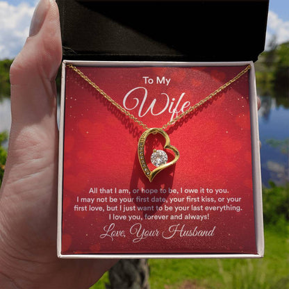 To My Beautiful Wife Necklace - Heartwarming Gift from Husband for Birthday, Anniversary & Valentine’s Day - Forever Love Necklace - Personalize Memories