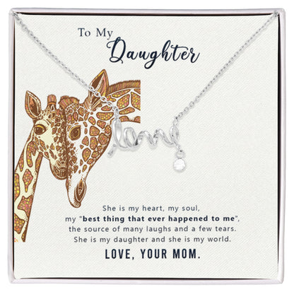 To My Daughter Necklace - Meaningful Daughter Gift from Mom for Forever Love & Support - Scripted Love Necklace - Personalize Memories