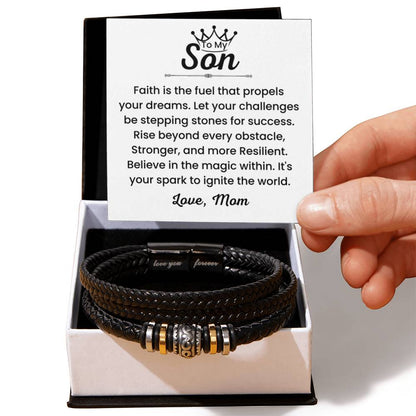 To My Son – Christmas, Birthday Gift from Mom – Love You Forever Bracelet - Personalize Memories