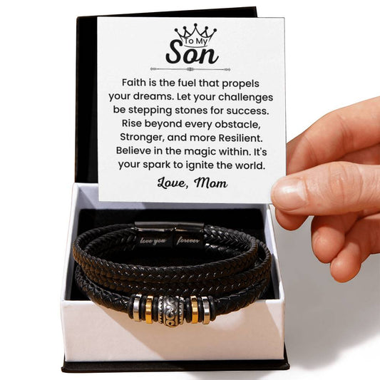 To My Son – Christmas, Birthday Gift from Mom – Love You Forever Bracelet - Personalize Memories