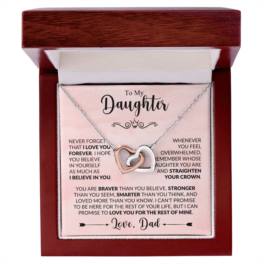 To My Daughter - Never Forget That I Love You - Interlocking Hearts Necklace Gift from Dad - Personalize Memories