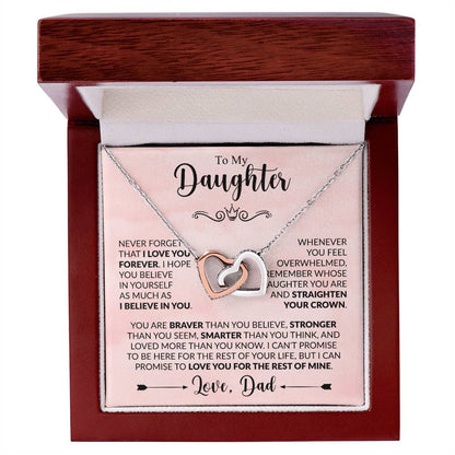 To My Daughter - Never Forget That I Love You - Interlocking Hearts Necklace Gift from Dad - Personalize Memories
