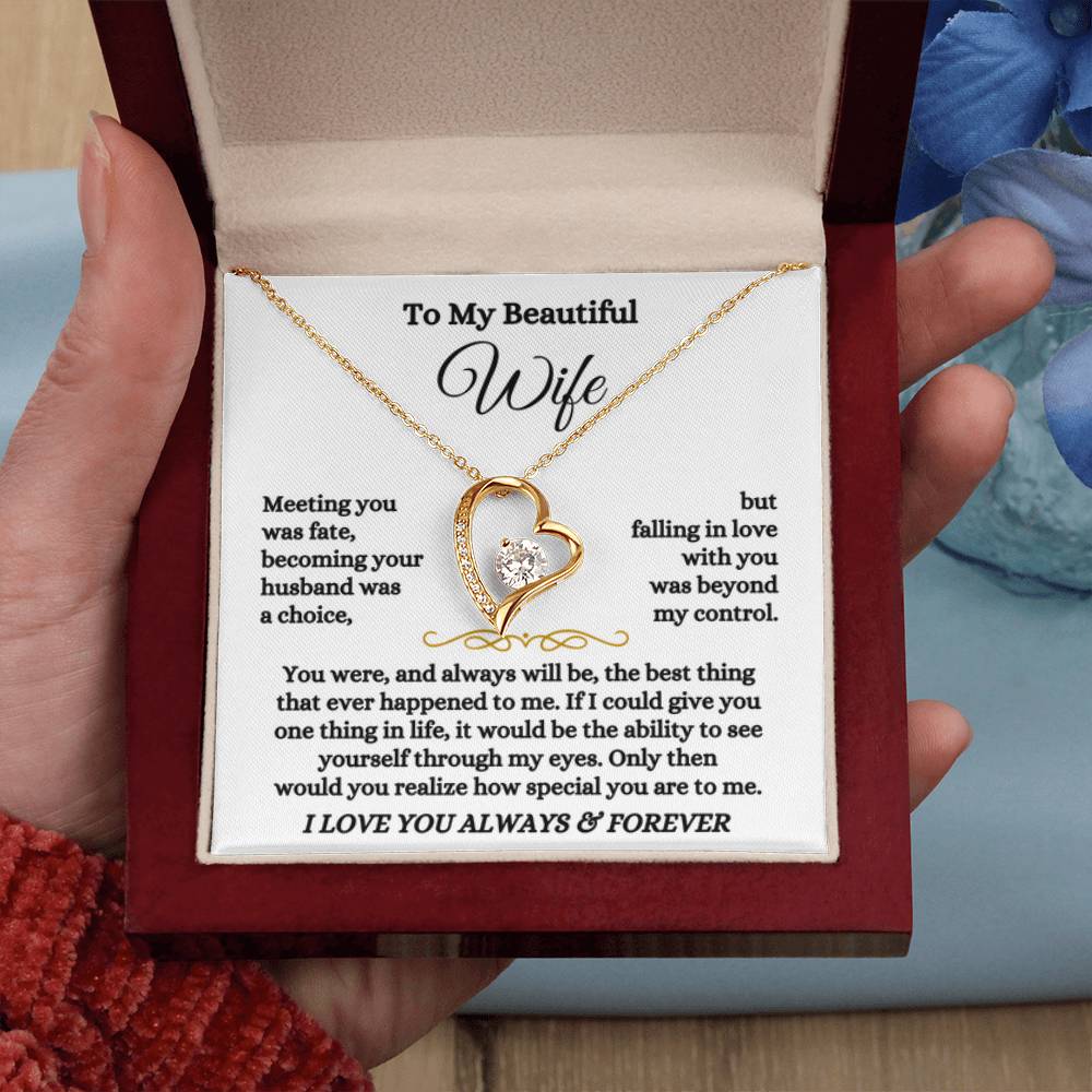 To My Wife Necklace - Touching Romantic Gift for Wife from Husband for Christmas, Anniversary & Valentine’s Day - Forever Love Necklace - Personalize Memories