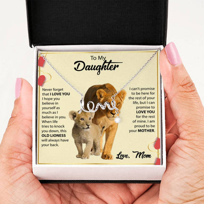 To My Daughter Necklace - Proud Mom to Daughter Jewelry for Birthday, Graduation & Special Celebrations - Scripted Love Necklace - Personalize Memories
